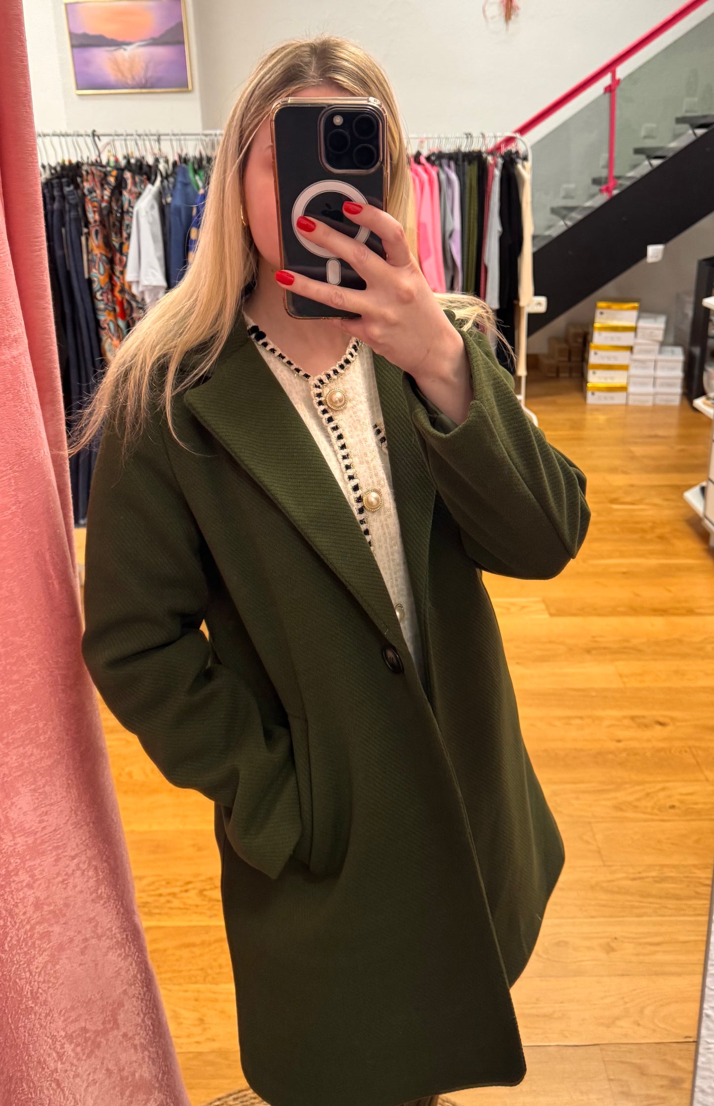 Abrigo de paño verde