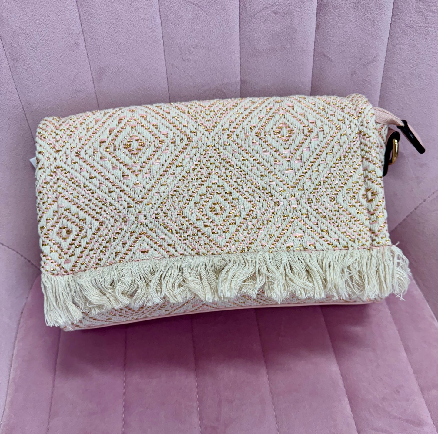 Bandolera étnica tonos rosas