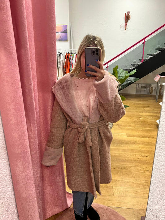 Abrigo rosa pelo