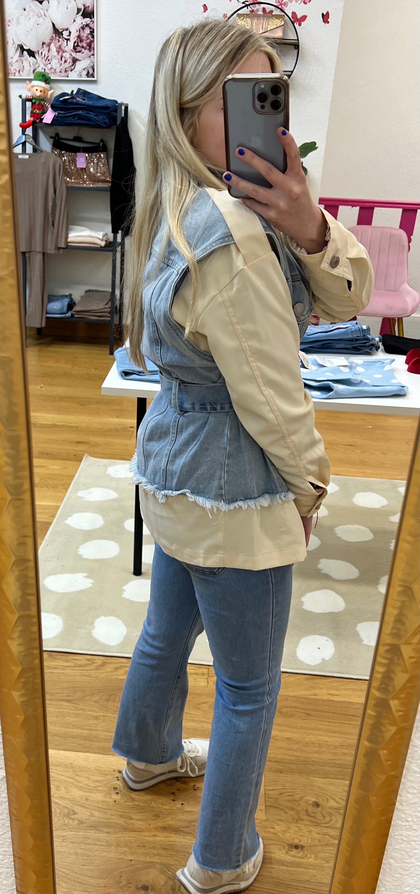 Cazadora denim combinada