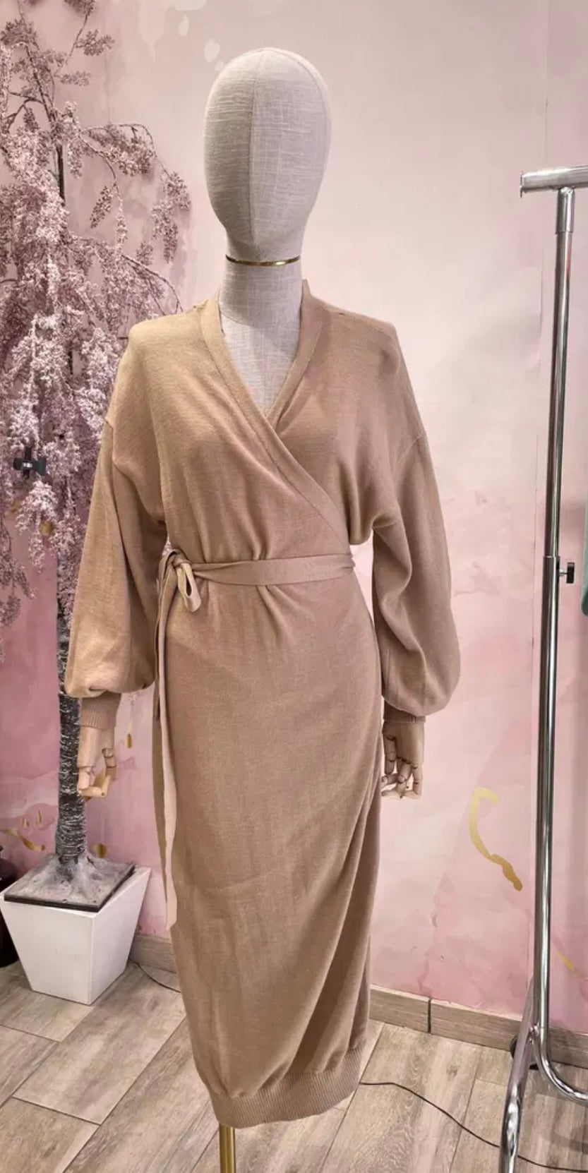 Vestido de punto beige